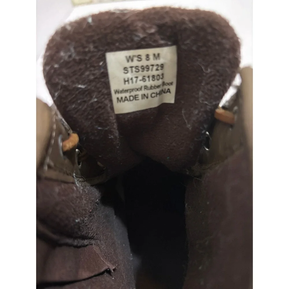 Sperry Saltwater Waterproof Duck Boots Brown Olive Green STS99729 Womens 8 M